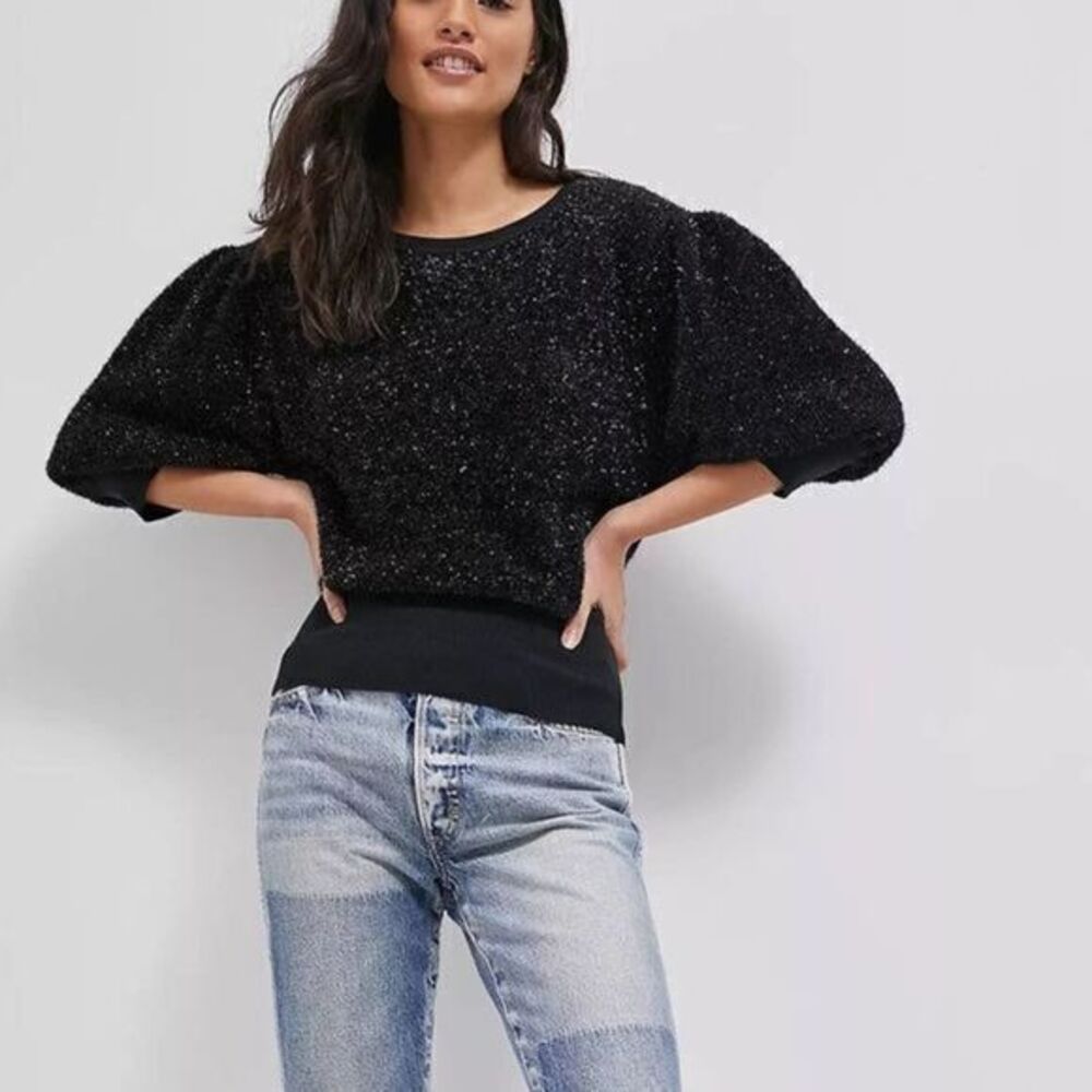 ANTHROPOLOGIE Maeve Pamela Tinsel Shimmer Sweater XSMALL